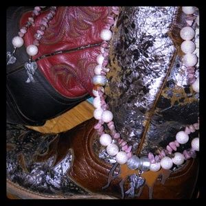 Double stand horse necklace and earring set